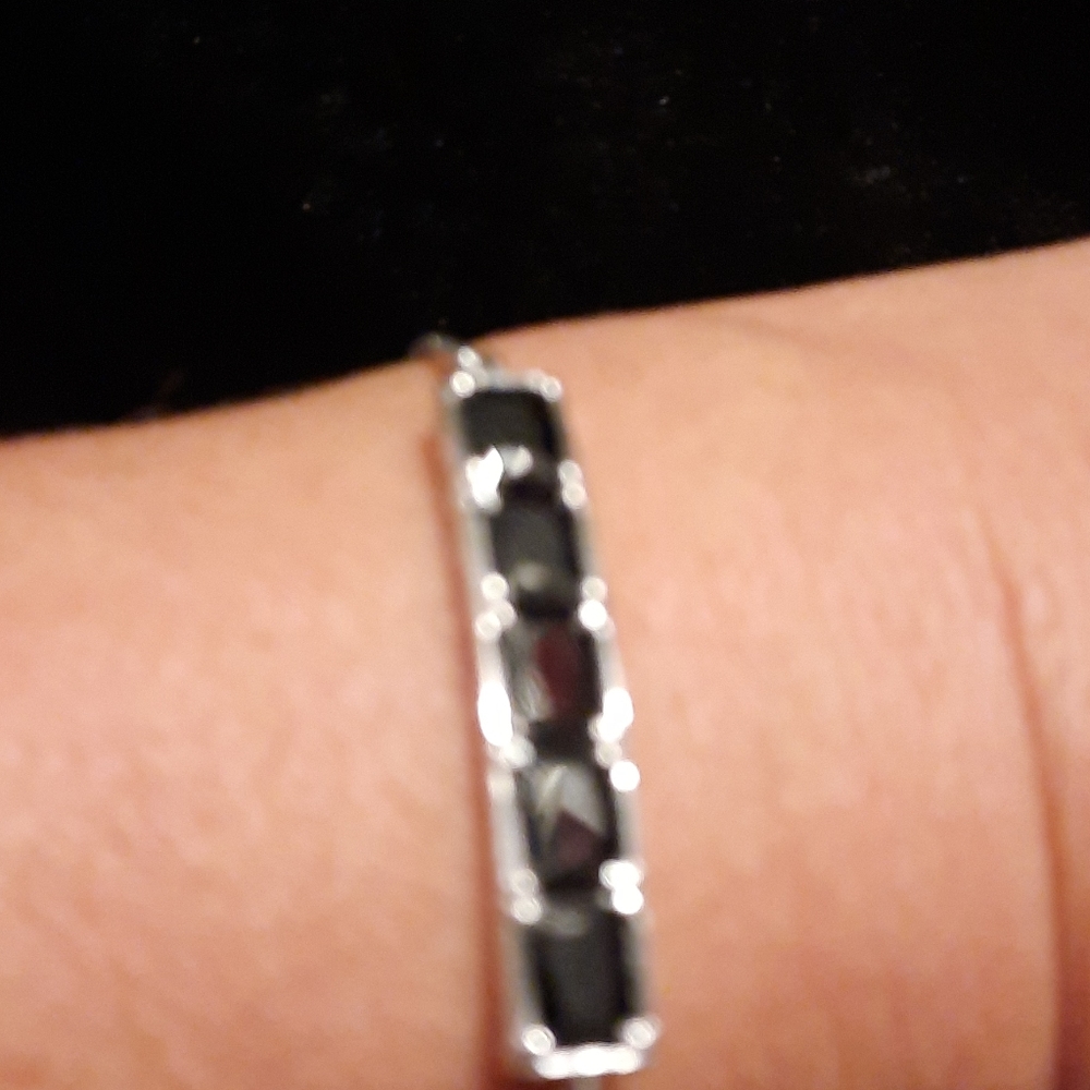 Simulated Black Spinel Bolo Bracelet